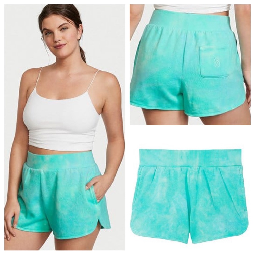 VS VICTORIAS SECRET ESSENTIAL COTTON SHORT SHORTIE PINK Blue Batik Pattern XXL